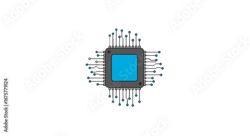 Blue chip technology microchip processor circuit board computing hardware innovation design cpu tech it on transparent background