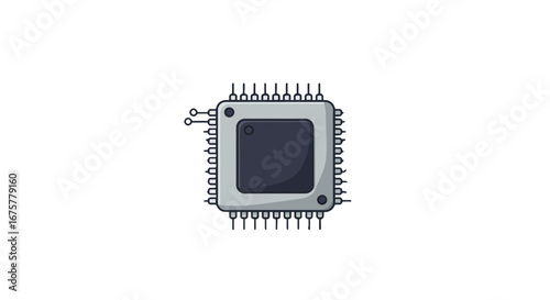 Integrated circuit microchip processor technology computer hardware electronics components cpu silicon wafer device on transparent background