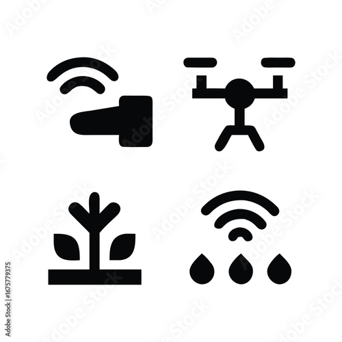 Smart farming technology icons for agriculture and crop management