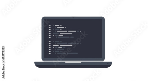 Laptop computer coding programming software development technology application design interface on transparent background