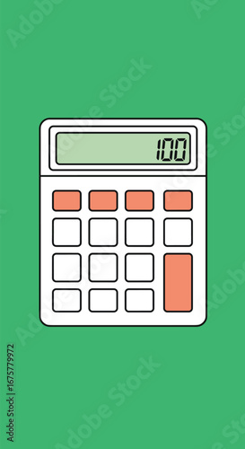 A simple calculator device for basic arithmetic operations and calculations on a green background