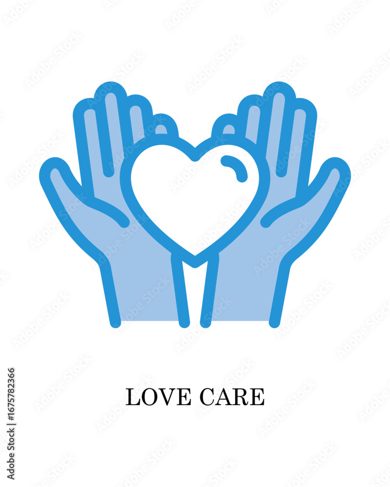 Obraz premium Love care Icon - People and Community Glyph Blue Style
