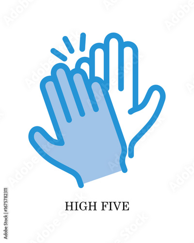 High Five Icon - People and Community Glyph Blue Style
