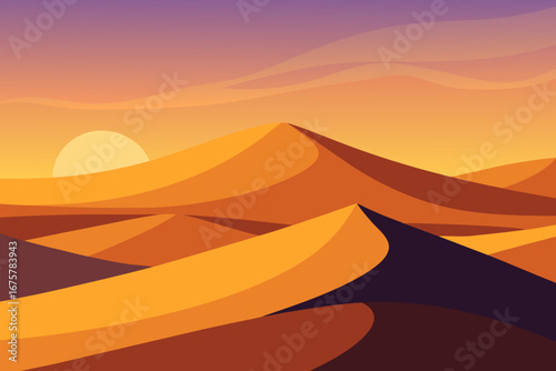 sunset on the desert