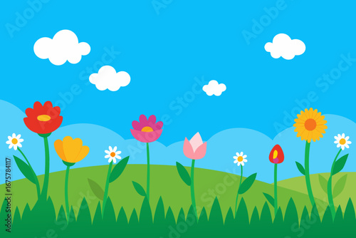 spring flowers and butterflies