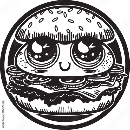 cute and smiling hamburger cartoon vector illustration