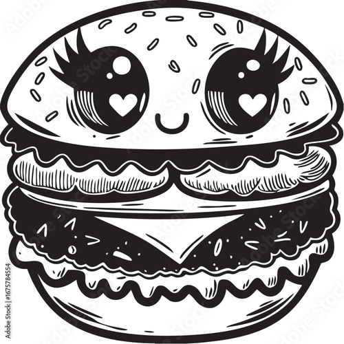 cute and smiling hamburger cartoon vector illustration