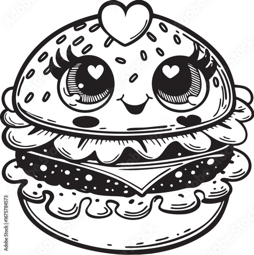 cute and smiling hamburger cartoon vector illustration