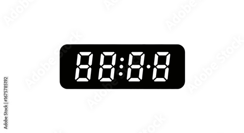 Digital clock display time counter electronic numbers timer countdown device screen technology panel symbol on transparent background