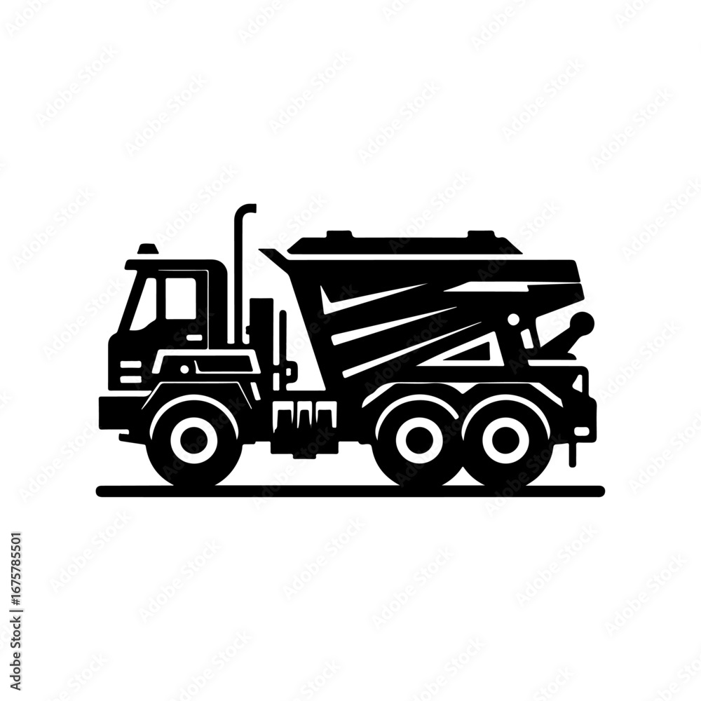 Naklejka premium Compactor truck silhouette , Compactor truck vector