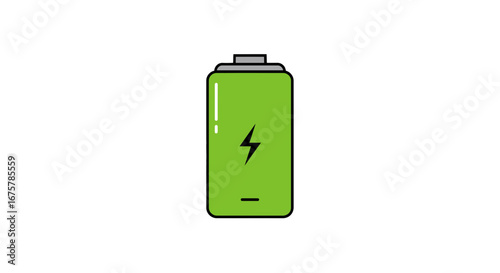 Green battery charging energy power electricity full charge symbol icon technology design graphic cell phone on transparent background
