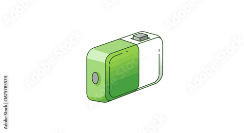 Green battery power energy cell charge electric voltage supply source technology design illustration on transparent background