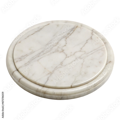 A single marble drink coaster isolated on a transparent background
