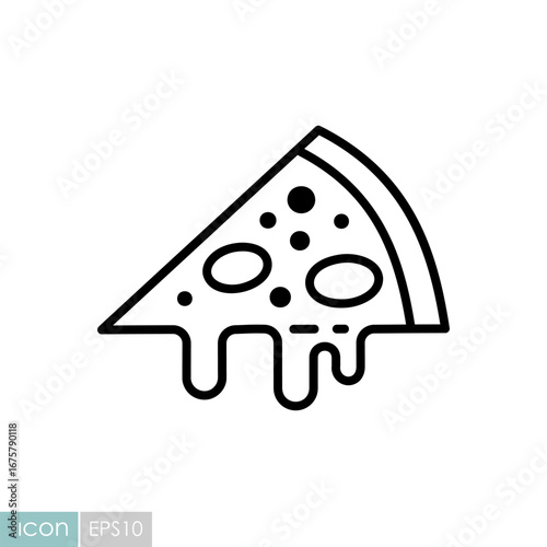 Delicious cheese pizza slice vector icon