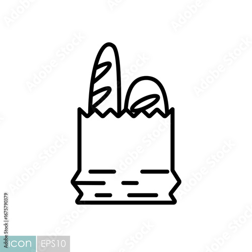 Fresh Bread Baguette Loaf Paper Bag Icon