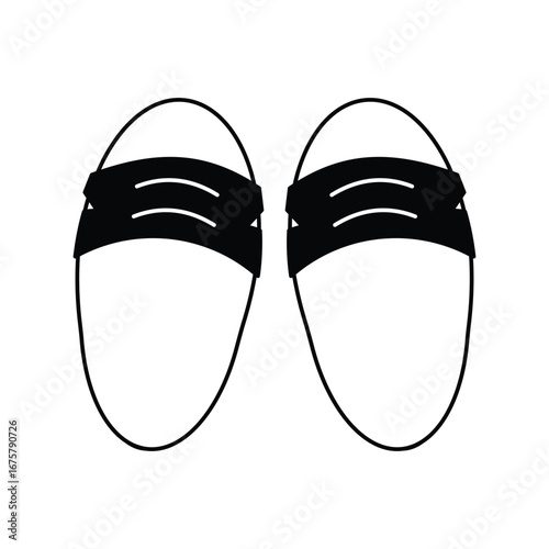 Flip Flops glyph outline icon with white background vector stock illustration