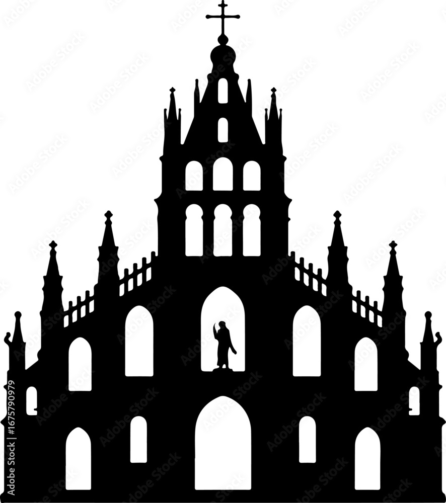 Fototapeta premium Prague Church Vector Art, Parroquia de San Miguel Arcángel