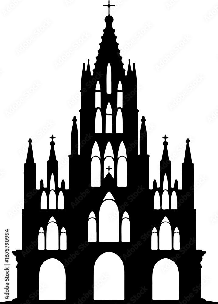 Fototapeta premium Prague Church Vector Art, Parroquia de San Miguel Arcángel