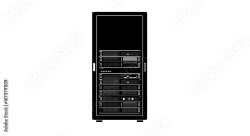 Server data center it infrastructure rack hosting computer network database technology solution information system on transparent background