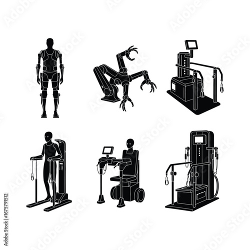 Physiotherapy Robot Silhouettes A Collection of Medical Robotic Designs