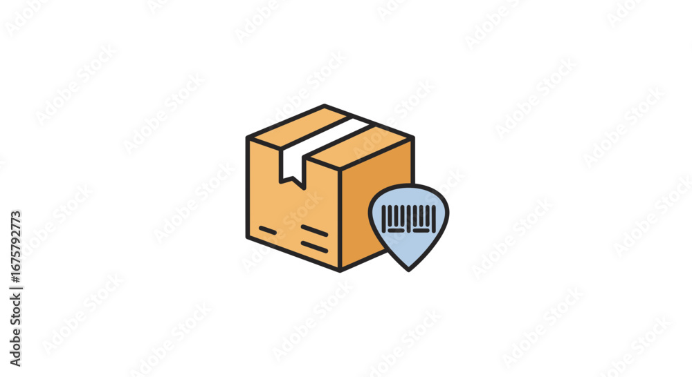 Fototapeta premium Package delivery tracking logistics barcode shipment distribution parcel service cargo export import order on transparent background