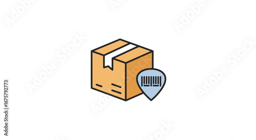 Package delivery tracking logistics barcode shipment distribution parcel service cargo export import order on transparent background