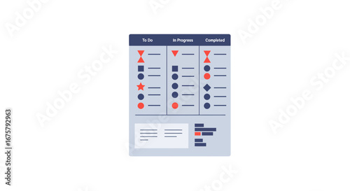 Agile project management board workflow task management kanban board project planning visualization on transparent background