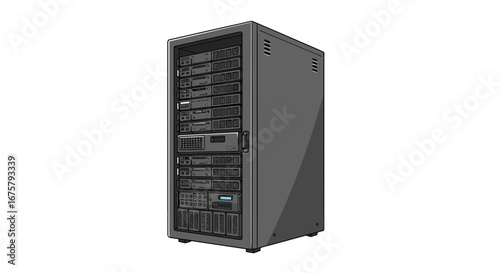 Server rack data center it infrastructure computer hardware network technology computing equipment system on transparent background