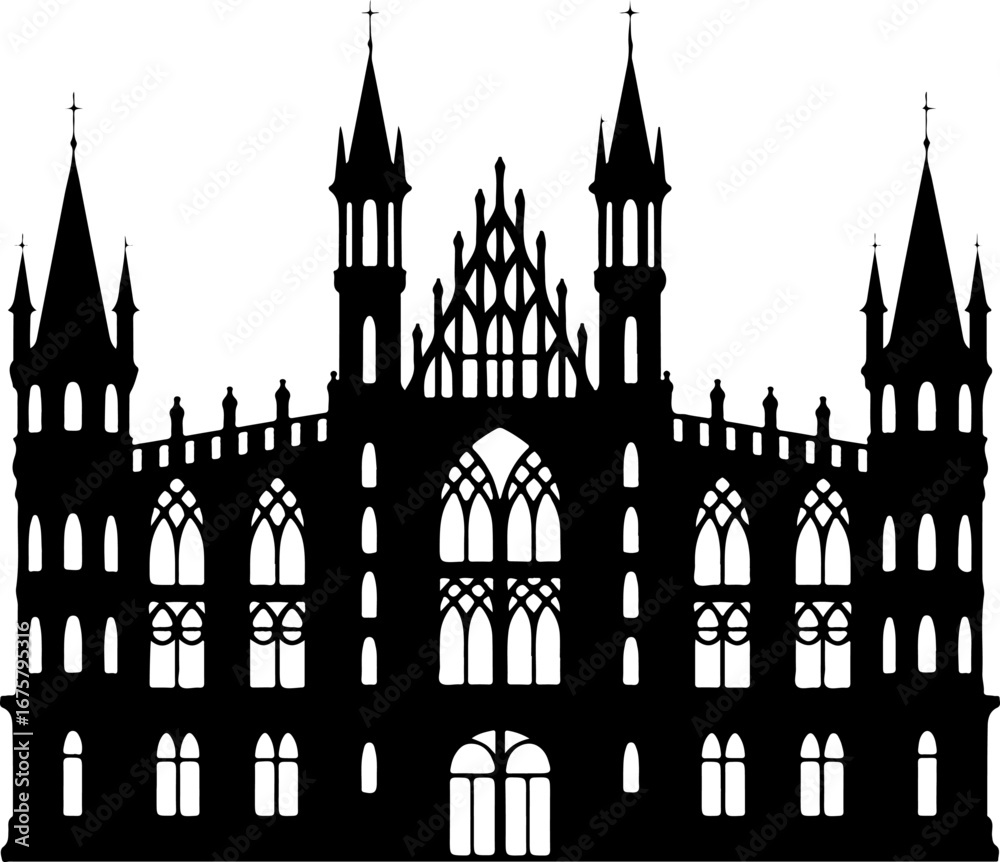 Fototapeta premium Victorian castle silhouette Vector Art