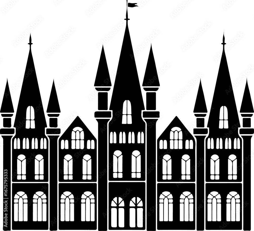 Fototapeta premium Victorian castle silhouette Vector Art