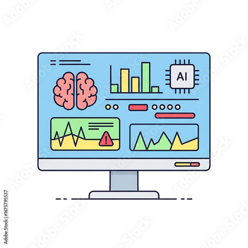Computer screen with medical AI analytics.