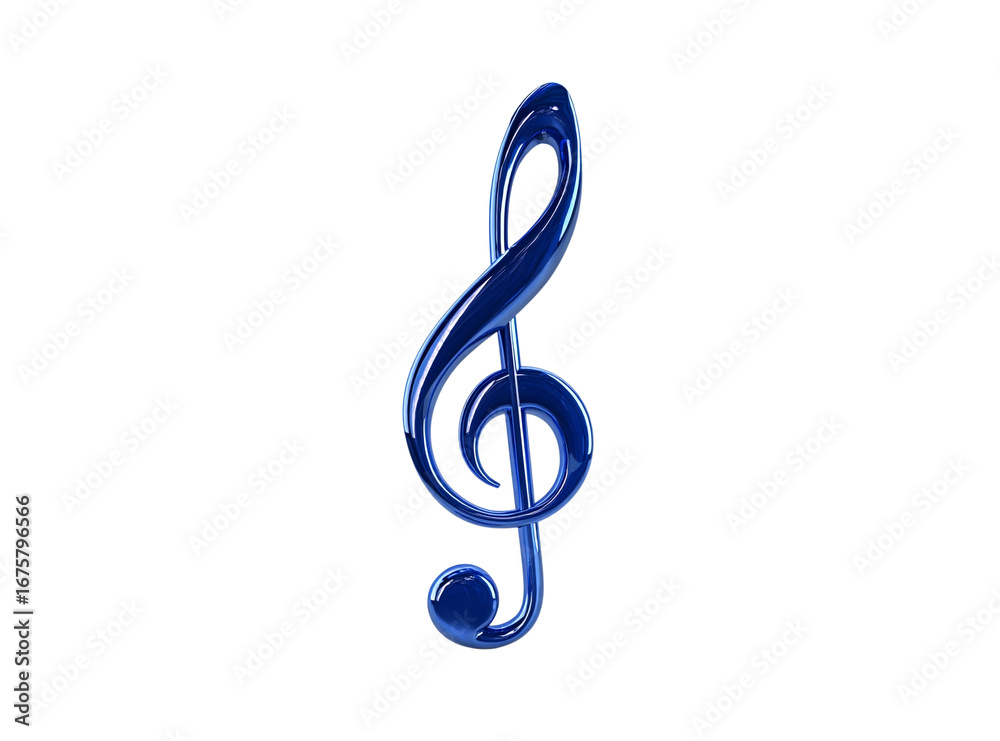 Obraz premium Shiny blue treble clef music symbol isolated on transparent background