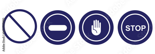  stop sign with bold white text and hand symbol. Flat vector illustration perfect for traffic signs, road safety graphics, caution messages, and user interface