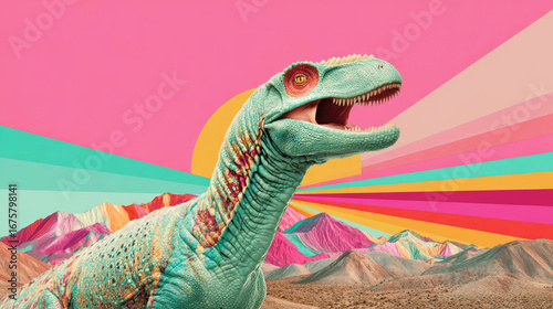 Wallpaper Mural Fashion surreal collage art with dinosaur. Torontodigital.ca