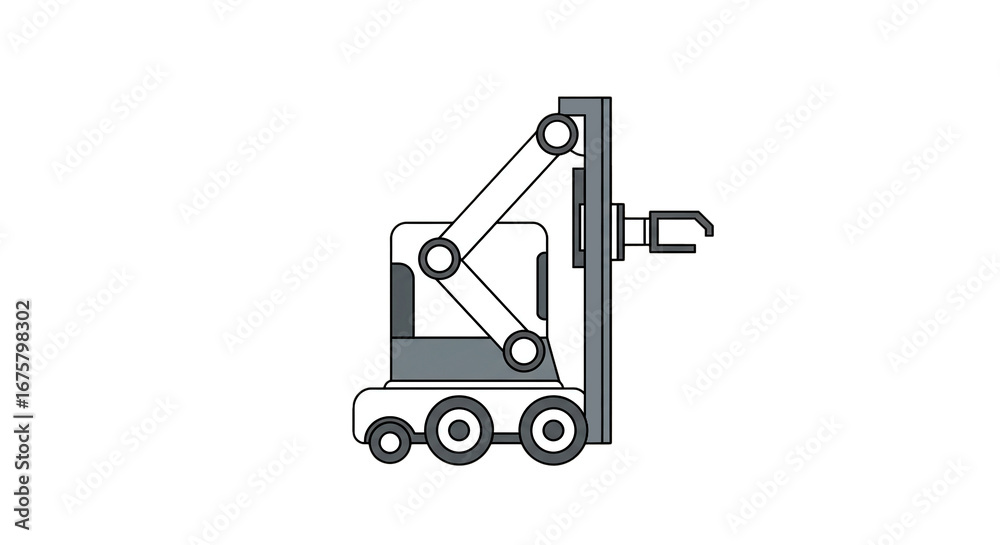Fototapeta premium Industrial robotic arm automation machinery engineering technology equipment system design innovation future on transparent background