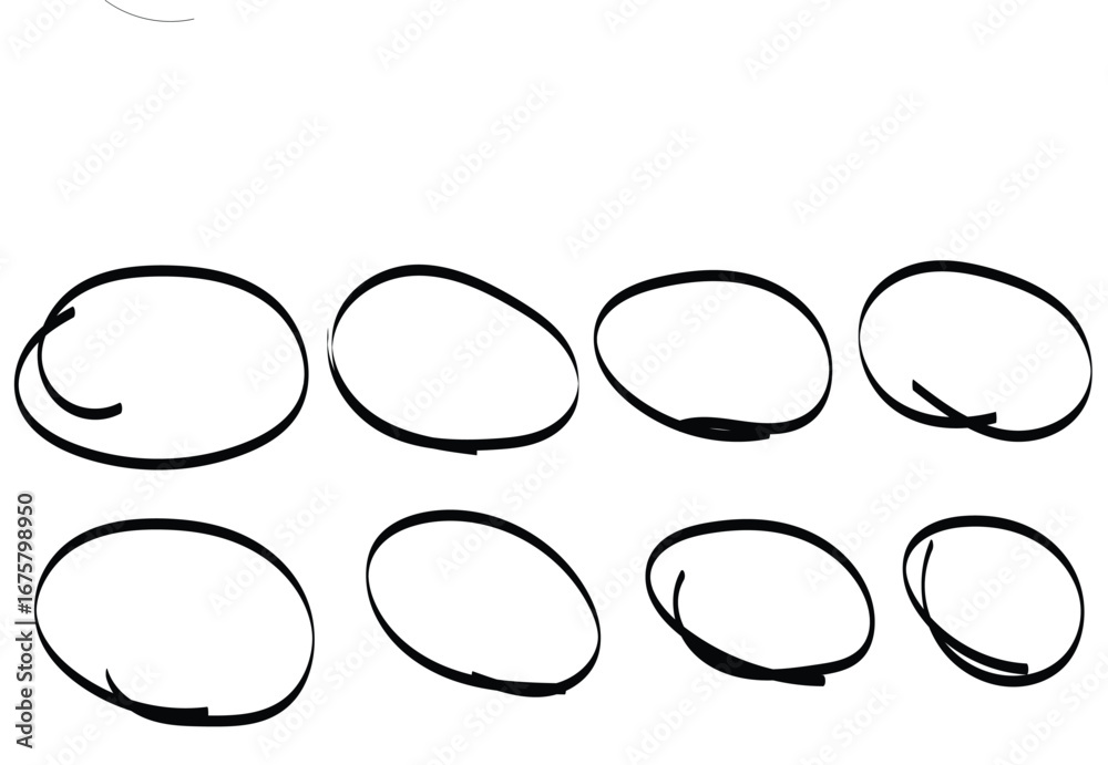Fototapeta premium Hand drawn circle line sketch set isolated on white background. Vector circular scribble doodle round circles for message and for note mark . Vector illustration 