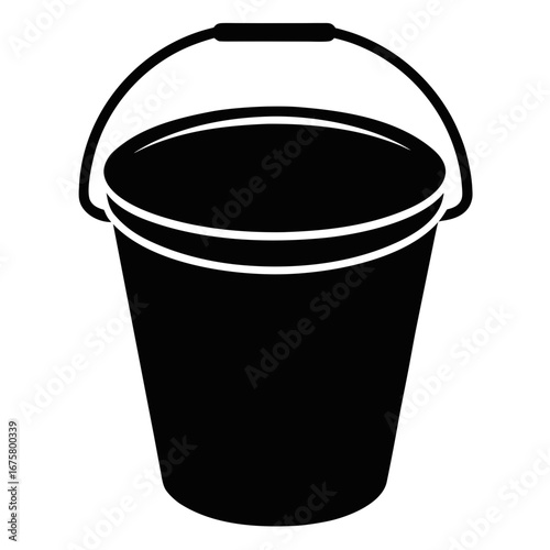 Classic black silhouette of a metal pail with a handle