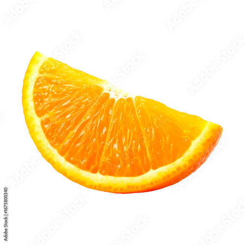 Juicy orange quarter displays its textured surface prominently 