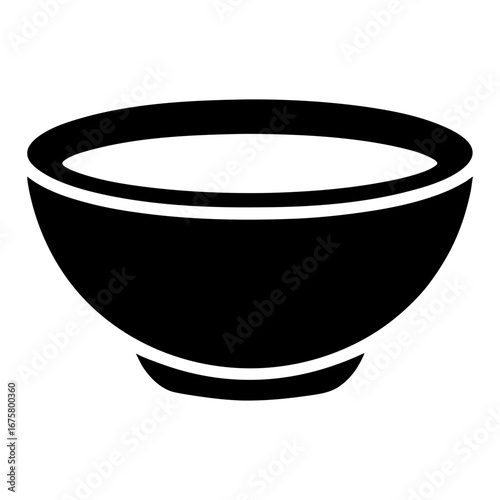Simple black silhouette of a bowl filled with white liquid