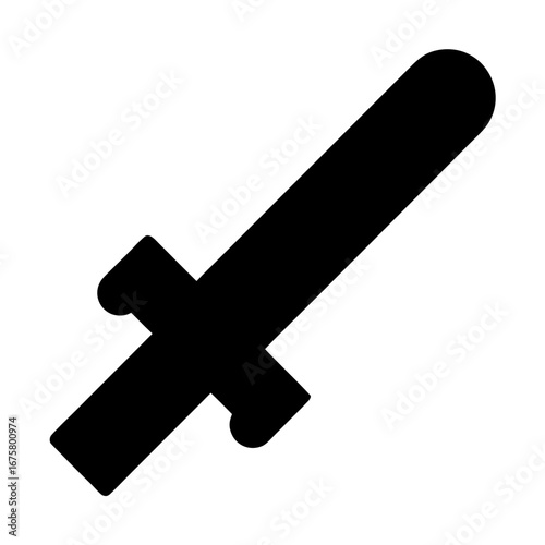 A simple black silhouette of a broadsword with a crossguard