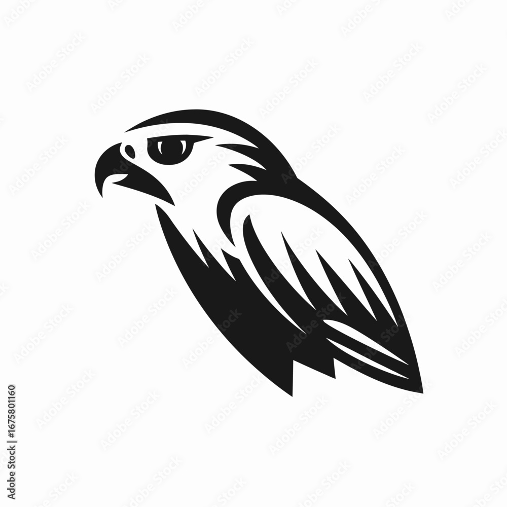 Obraz premium Bold graphic raptor presenting an animalistic logo silhouette of feathered falcon