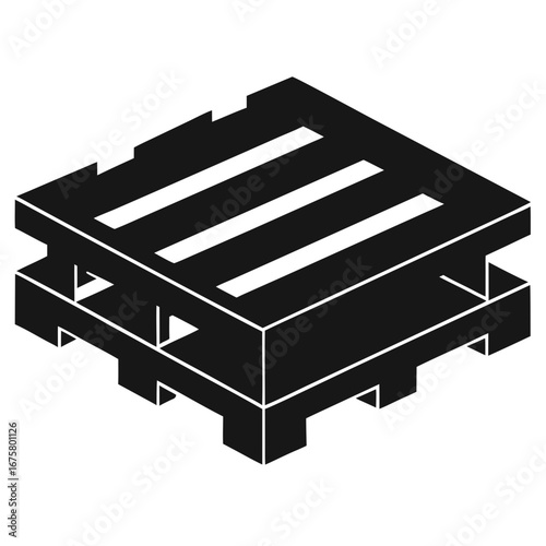 Isometric view of a wooden shipping pallet silhouette