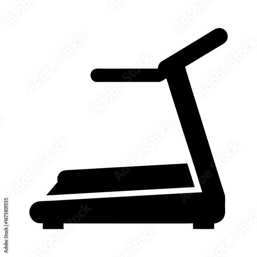 Simple black silhouette of a treadmill for fitness and exercise