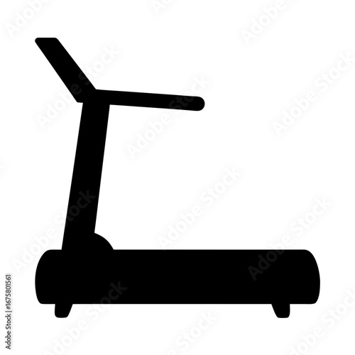 Simple black silhouette of a modern treadmill for fitness and exercise