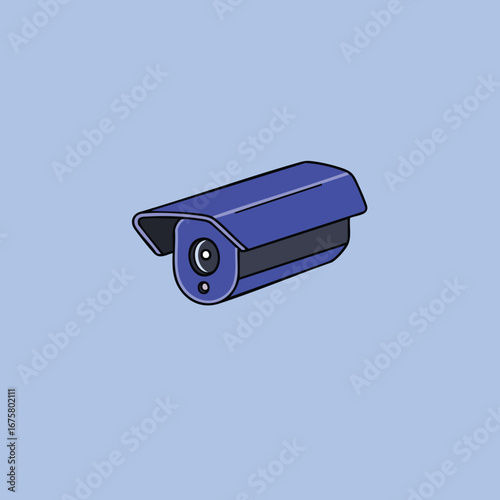 A surveillance camera watches over a blue sky, offering constant protection and security