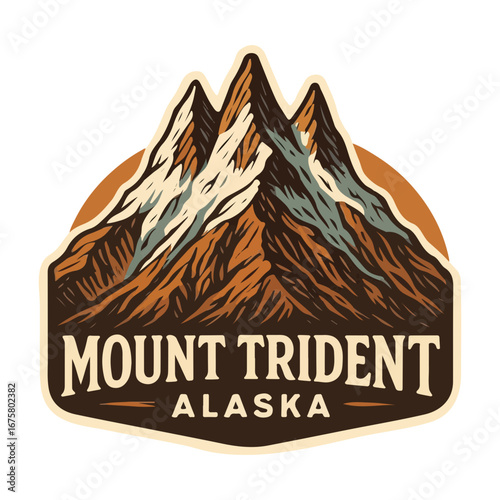 Vintage Mount Trident Volcano USA Volcano SVG, Retro National park Volcano, national park service, Alaska Active Volcano preserve
