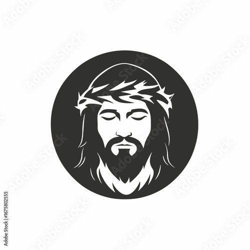 Symbolic depiction of Jesus Christ with crown of thorns in silhouette