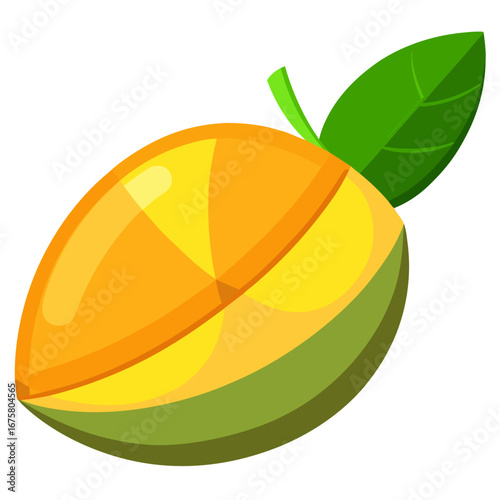 Vibrant mango fruit illustration perfect for food blogs, healthy eating campaigns, tropical themes, and summer designs, offering fresh, juicy appeal for diverse creative projects.