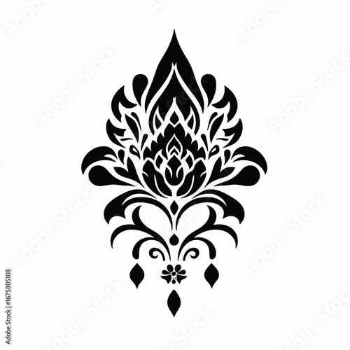 Elegant vintage floral ornament design, perfect for sophisticated invitations, a decorative silhouette