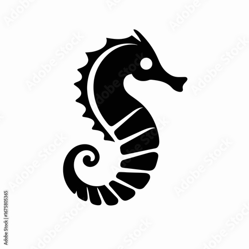 Elegant black seahorse with minimalist design creates a unique silhouette.